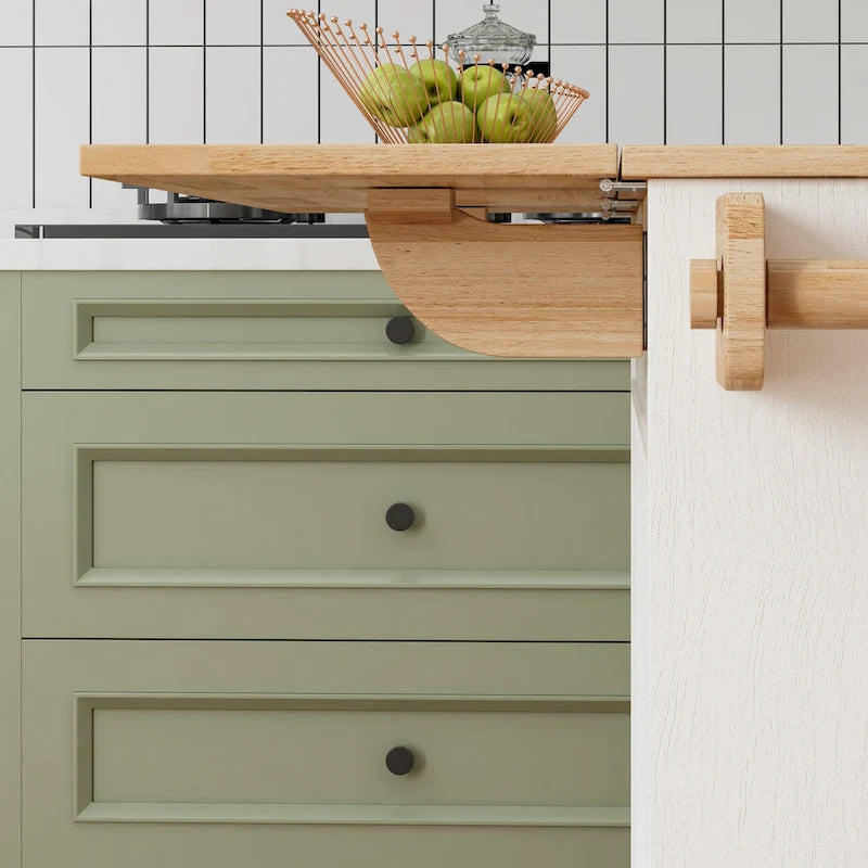 Kitchen Island Cart with Solid Wood Top and Rolling Wheels