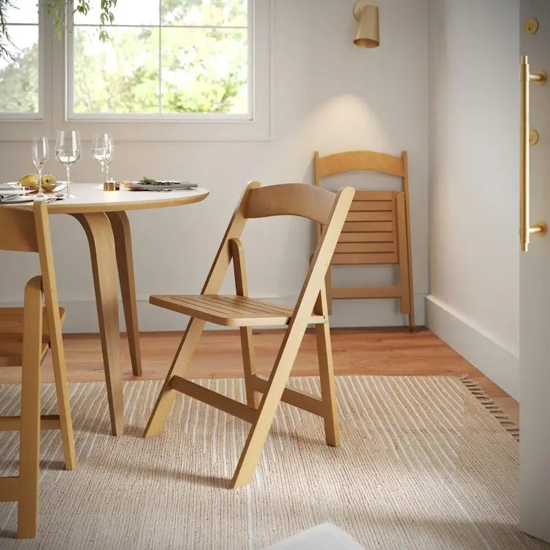 Commercial Grade Solid Wood Portable Folding Dining Chair - 17.5W x 18D x 31.25H