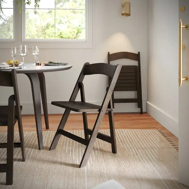 Commercial Grade Solid Wood Portable Folding Dining Chair - 17.5W x 18D x 31.25H