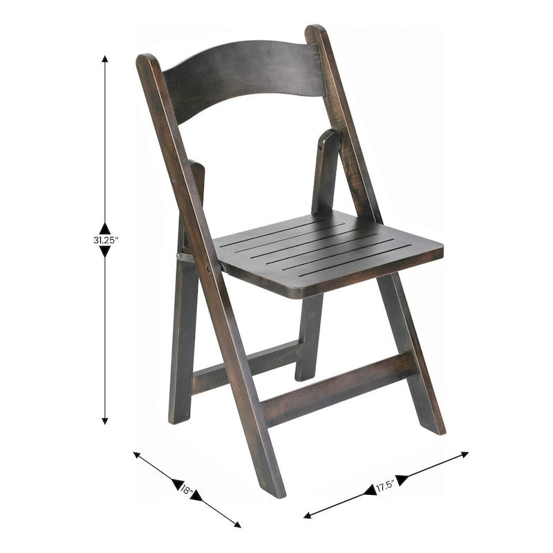 Commercial Grade Solid Wood Portable Folding Dining Chair - 17.5W x 18D x 31.25H