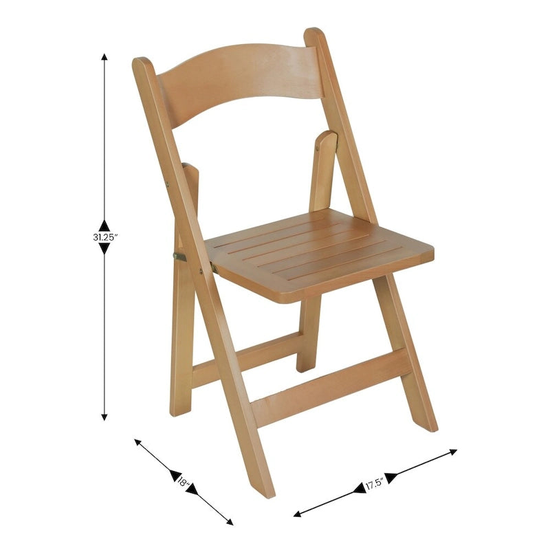Commercial Grade Solid Wood Portable Folding Dining Chair - 17.5W x 18D x 31.25H