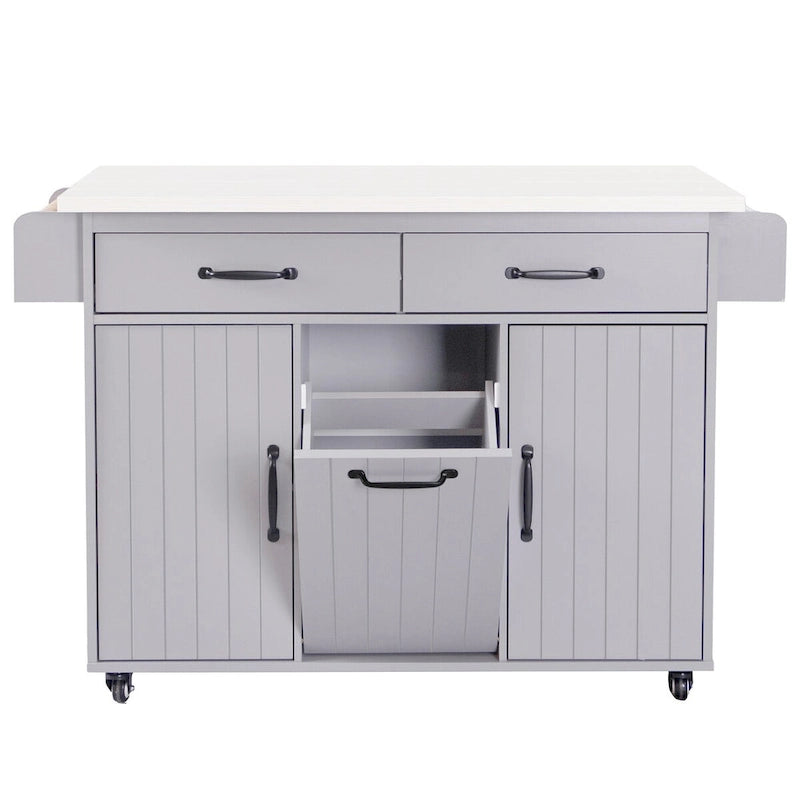 43.8W Kitchen Island with Trash Can Storage Cabinet - N/A