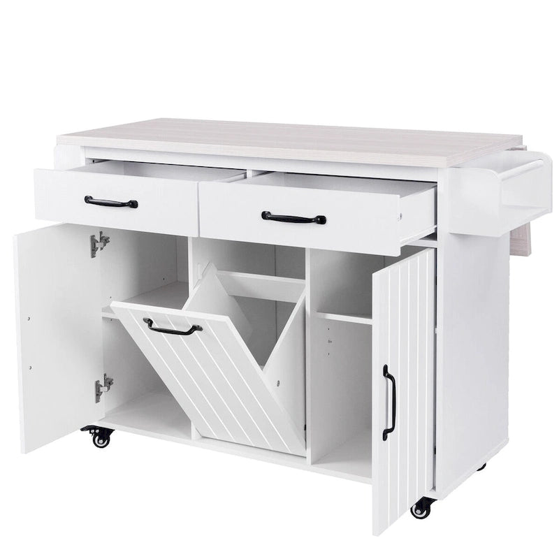 43.8W Kitchen Island with Trash Can Storage Cabinet - N/A
