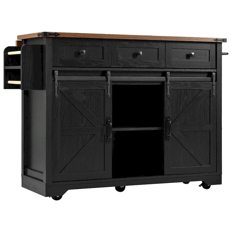 Farmhouse Kitchen Island with Power Outlet