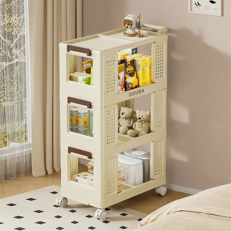 3-Tier Kitchen Storage Cart,Multifunction Rolling Storage Organizer