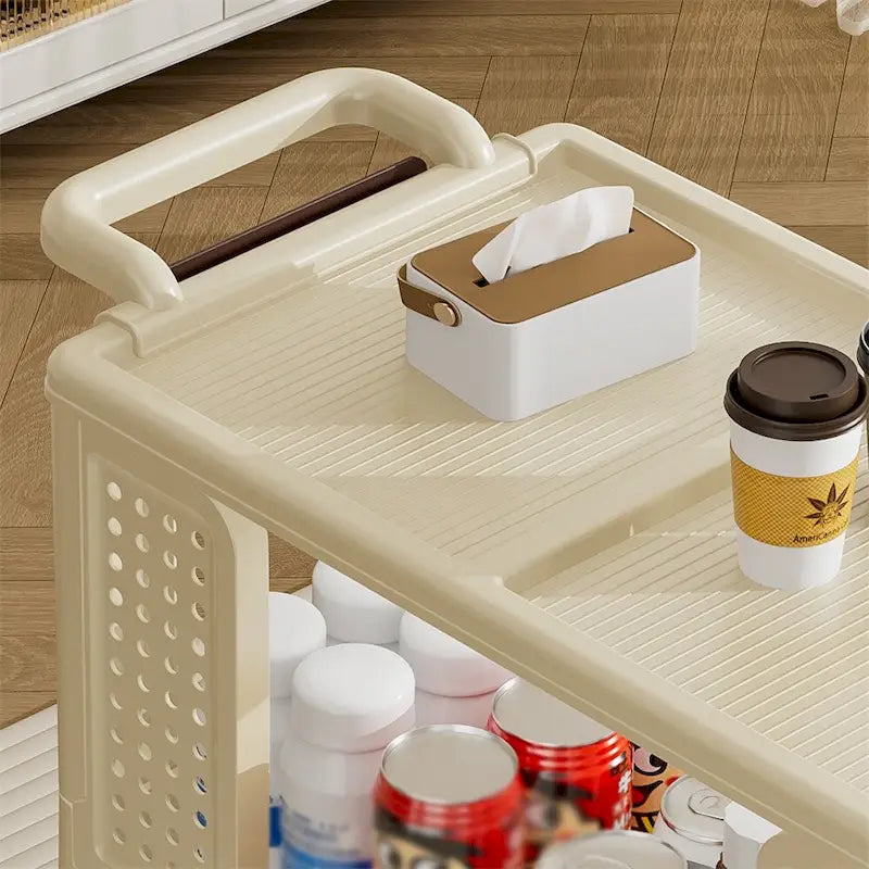 3-Tier Kitchen Storage Cart,Multifunction Rolling Storage Organizer