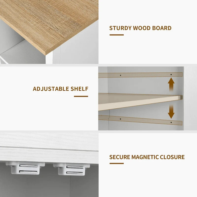 Rolling Kitchen Island on Wheels with Drawer Open Shelves & Doors