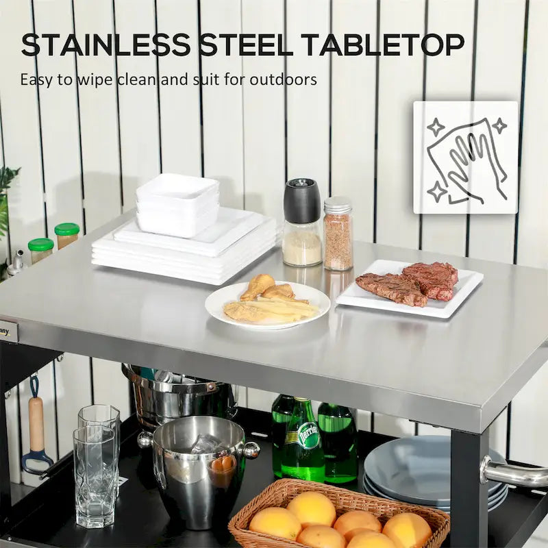 Three-Shelf Outdoor Grill Cart