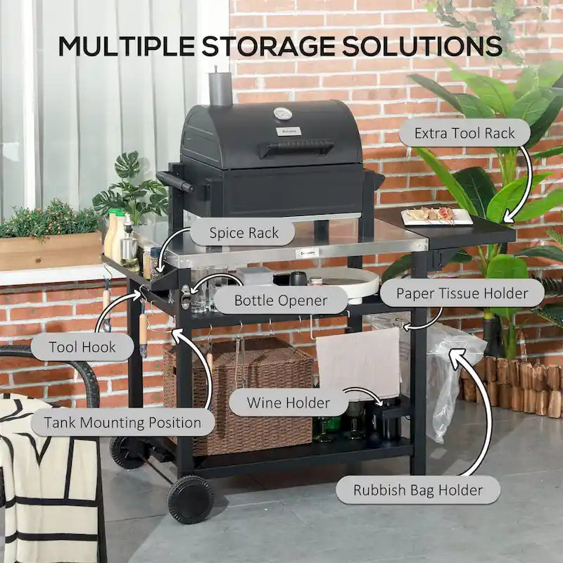 Outdoor Grill Cart with Foldable Side Table