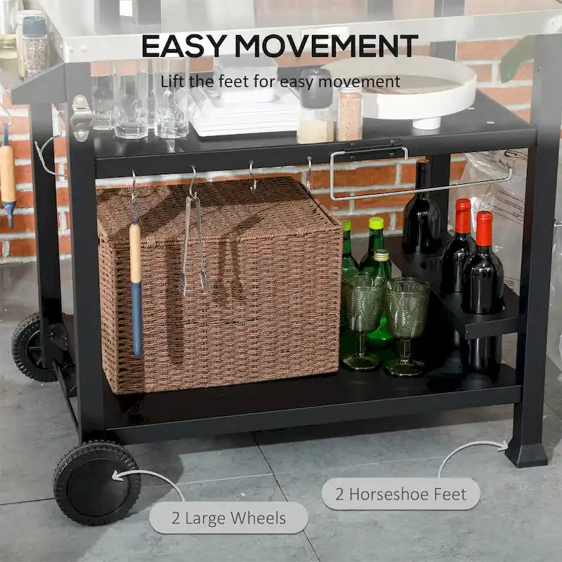Outdoor Grill Cart with Foldable Side Table