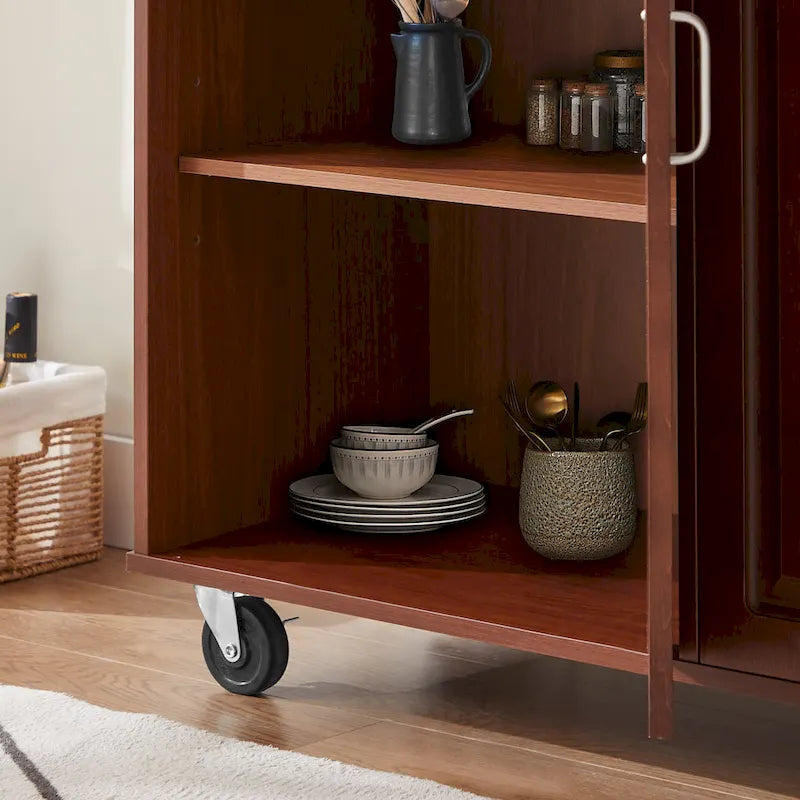 Mobile Kitchen Island Cart With 2 Drawers and 4 Swivel Casters