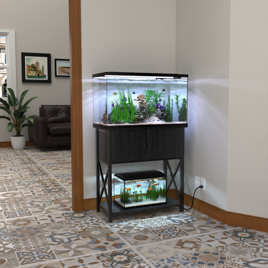 29 Gallon Aquarium Stand Metal Fish Tank Stand with Cabinet,30.7